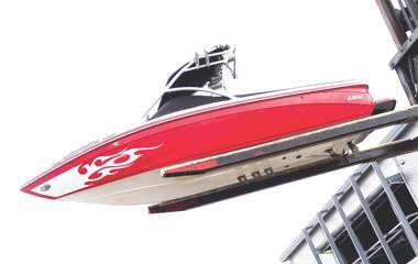 Red Motorboat Launch