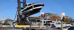 HQ Black Powerboat Launching Side On