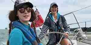 Lymington Girls Helming Yacht